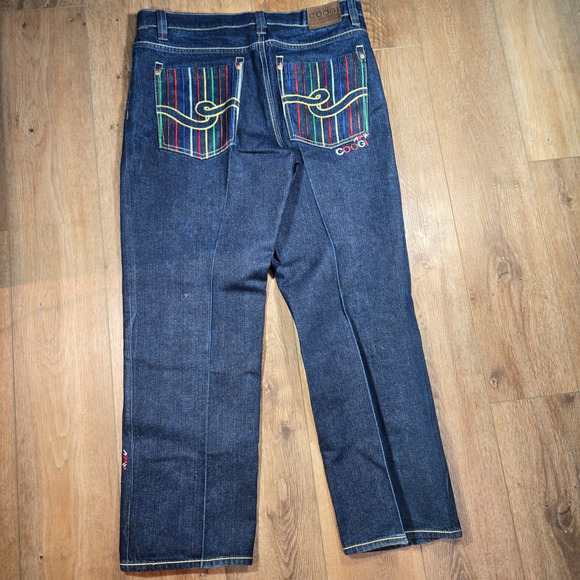 Vintage Y2K Coogi Baggy Jeans 38x34 Blue Embroidered Pockets Skater Street Style - Picture 10 of 12